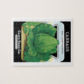 ヴィンテージシードパケットラベルアート、グリーンキャベツ ジグソーパズル (横)