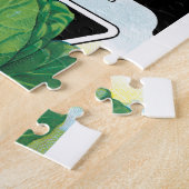 ヴィンテージシードパケットラベルアート、グリーンキャベツ ジグソーパズル (側面)