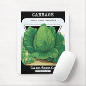 ヴィンテージシードパケットラベルアート、グリーンキャベツ マウスパッド (マウス)