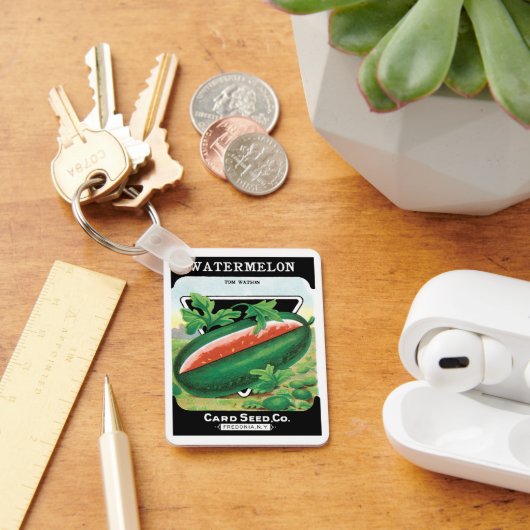 ヴィンテージシードパケットラベルアート、スイカ果実 キーホルダー (デスク)