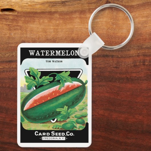 ヴィンテージシードパケットラベルアート、スイカ果実 キーホルダー (裏面)
