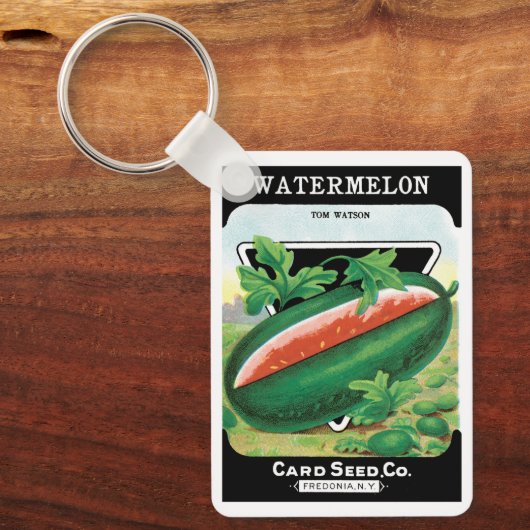ヴィンテージシードパケットラベルアート、スイカ果実 キーホルダー (正面)