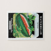 ヴィンテージシードパケットラベルアート、スイカ果実 ジグソーパズル (横)