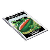 ヴィンテージシードパケットラベルアート、スイカ果実 ノートブック (右側)