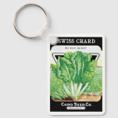 ヴィンテージシードパケットラベルアート、スイスチャードベジス キーホルダー (正面)