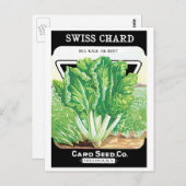 ヴィンテージシードパケットラベルアート、スイスチャードベジス ポストカード (正面/裏面)