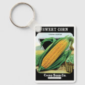 ヴィンテージシードパケットラベルアート、スイートイエローコーン キーホルダー (正面)