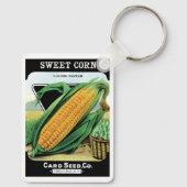 ヴィンテージシードパケットラベルアート、スイートイエローコーン キーホルダー (裏面)