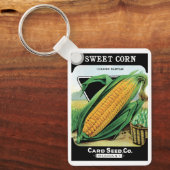 ヴィンテージシードパケットラベルアート、スイートイエローコーン キーホルダー (正面)