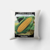 ヴィンテージシードパケットラベルアート、スイートイエローコーン クッション (裏面)