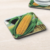 ヴィンテージシードパケットラベルアート、スイートイエローコーン コースター (左側)