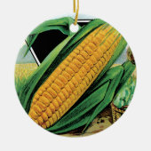 ヴィンテージシードパケットラベルアート、スイートイエローコーン セラミックオーナメント (正面)