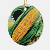 ヴィンテージシードパケットラベルアート、スイートイエローコーン セラミックオーナメント (左)