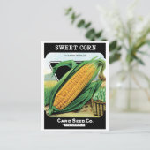 ヴィンテージシードパケットラベルアート、スイートイエローコーン ポストカード (スタンド正面)