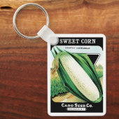 ヴィンテージシードパケットラベルアート、スイートホワイトコーン キーホルダー (正面)