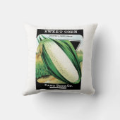 ヴィンテージシードパケットラベルアート、スイートホワイトコーン クッション (裏面)