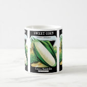 ヴィンテージシードパケットラベルアート、スイートホワイトコーン コーヒーマグカップ (中央)