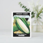 ヴィンテージシードパケットラベルアート、スイートホワイトコーン ポストカード (スタンド正面)