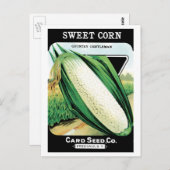 ヴィンテージシードパケットラベルアート、スイートホワイトコーン ポストカード (正面/裏面)