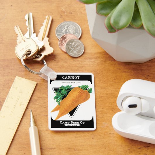 ヴィンテージシードパケットラベルアート、ダンバーズニンジン キーホルダー (デスク)