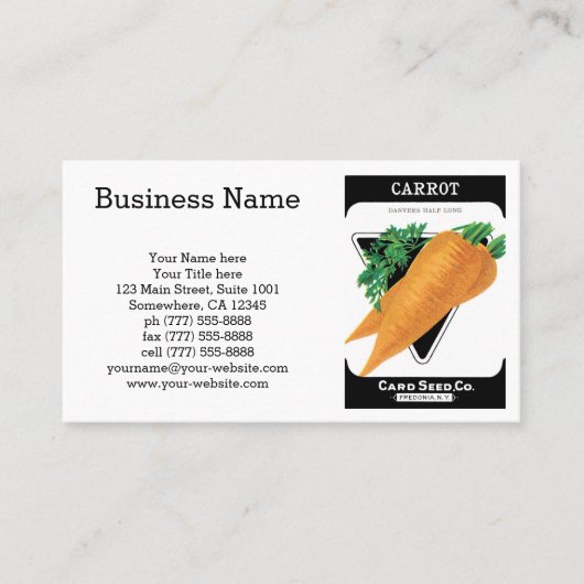 ヴィンテージシードパケットラベルアート、ダンバーズニンジン 名刺 (正面)