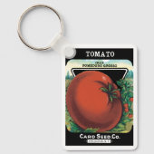 ヴィンテージシードパケットラベルアート、トマトポモドロ キーホルダー (正面)