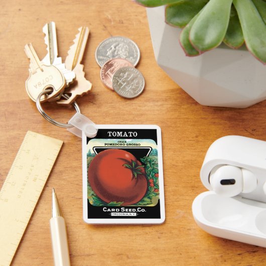 ヴィンテージシードパケットラベルアート、トマトポモドロ キーホルダー (デスク)