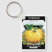 ヴィンテージシードパケットラベルアート、ハロウィンカボチャ キーホルダー (正面)
