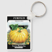 ヴィンテージシードパケットラベルアート、ハロウィンカボチャ キーホルダー (裏面)