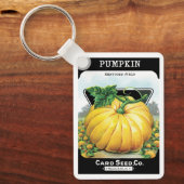 ヴィンテージシードパケットラベルアート、ハロウィンカボチャ キーホルダー (正面)