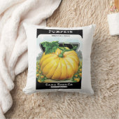 ヴィンテージシードパケットラベルアート、ハロウィンカボチャ クッション (ブランケット)