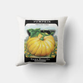 ヴィンテージシードパケットラベルアート、ハロウィンカボチャ クッション (裏面)