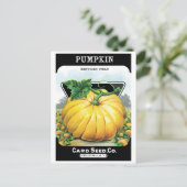 ヴィンテージシードパケットラベルアート、ハロウィンカボチャ ポストカード (スタンド正面)