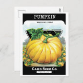 ヴィンテージシードパケットラベルアート、ハロウィンカボチャ ポストカード (正面/裏面)