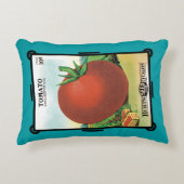 ヴィンテージシードパケットラベルアート、バートのシードトマト アクセントクッション (正面)