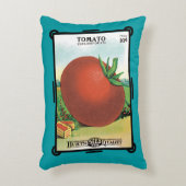 ヴィンテージシードパケットラベルアート、バートのシードトマト アクセントクッション (正面(垂直))