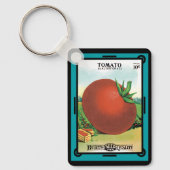 ヴィンテージシードパケットラベルアート、バートのシードトマト キーホルダー (正面)