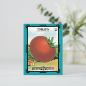 ヴィンテージシードパケットラベルアート、バートのシードトマト ポストカード (スタンド正面)