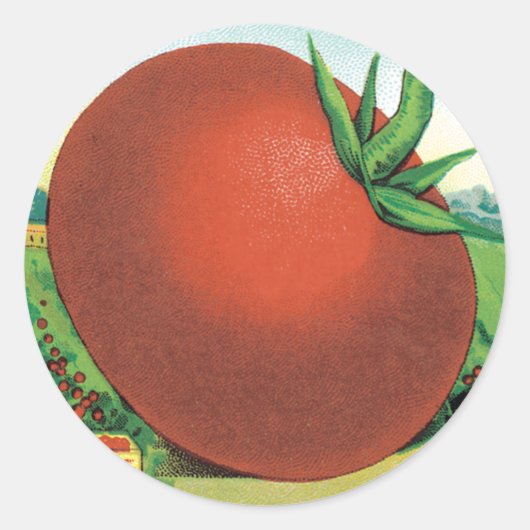 ヴィンテージシードパケットラベルアート、バートのシードトマト ラウンドシール (正面)