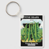 ヴィンテージシードパケットラベルアート、ブッシュ豆の野菜 キーホルダー (正面)