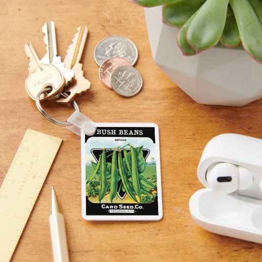 ヴィンテージシードパケットラベルアート、ブッシュ豆の野菜 キーホルダー (デスク)