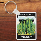 ヴィンテージシードパケットラベルアート、ブッシュ豆の野菜 キーホルダー (正面)