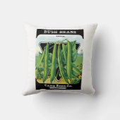 ヴィンテージシードパケットラベルアート、ブッシュ豆の野菜 クッション (裏面)