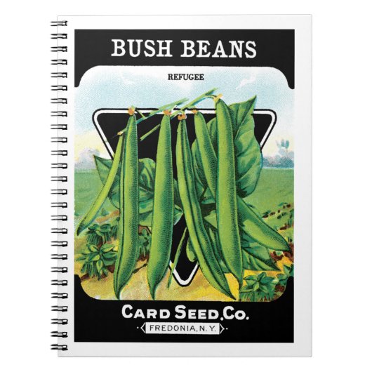 ヴィンテージシードパケットラベルアート、ブッシュ豆の野菜 ノートブック (正面)
