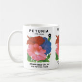 ヴィンテージシードパケットラベルアート、ペチュニア花 コーヒーマグカップ (左)