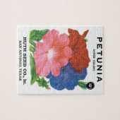 ヴィンテージシードパケットラベルアート、ペチュニア花 ジグソーパズル (横)