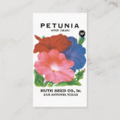 ヴィンテージシードパケットラベルアート、ペチュニア花 名刺 (裏面)