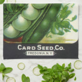 ヴィンテージシードパケットラベルアート、ポールリマ豆 キッチンタオル (折り畳み)