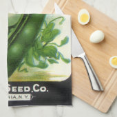 ヴィンテージシードパケットラベルアート、ポールリマ豆 キッチンタオル (四つ折り)