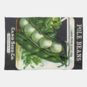 ヴィンテージシードパケットラベルアート、ポールリマ豆 キッチンタオル (横)